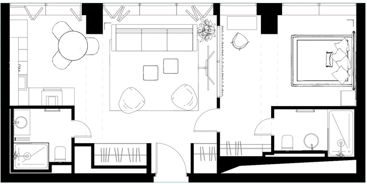 Квартира 50 м² в стиле soft minimal на Новом Арбате