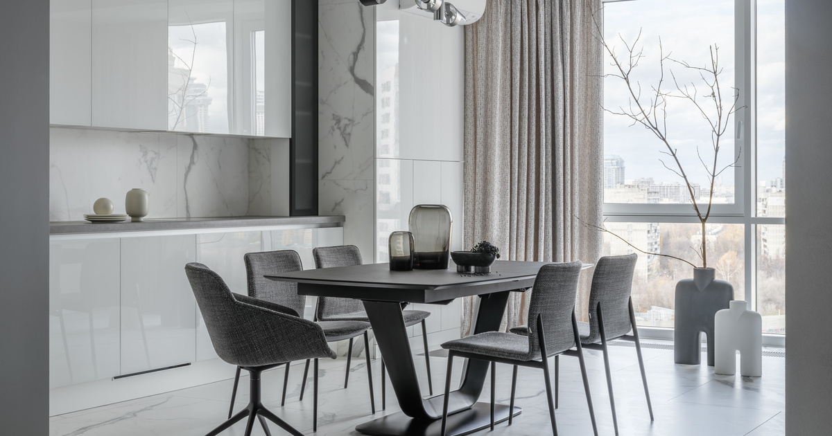 Минималистская квартира 109 м² с видом на Москву