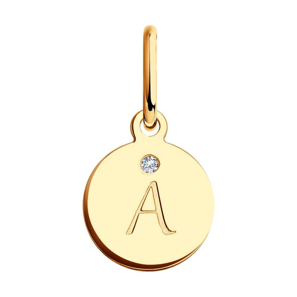 Подвеска из золота с фианитом, буква «А»