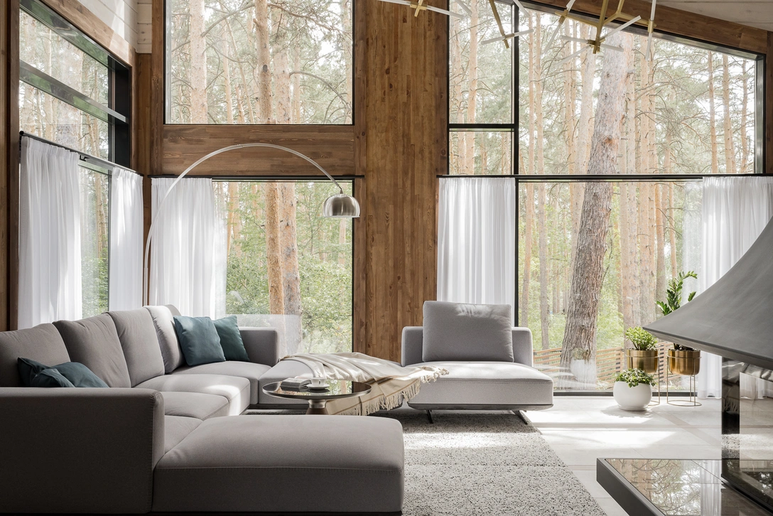 Гостиная. Торшер, Flos. Диван, O'prime. | Источник: Наталья Горбунова