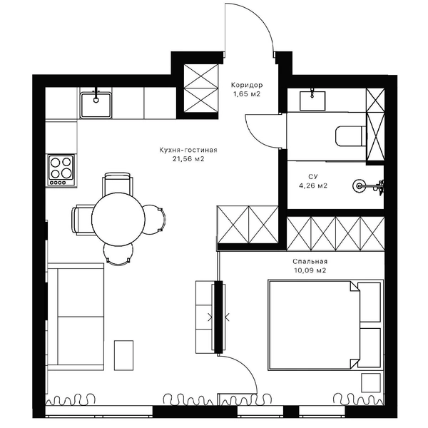 Квартира для мамы 38 м² в Москве