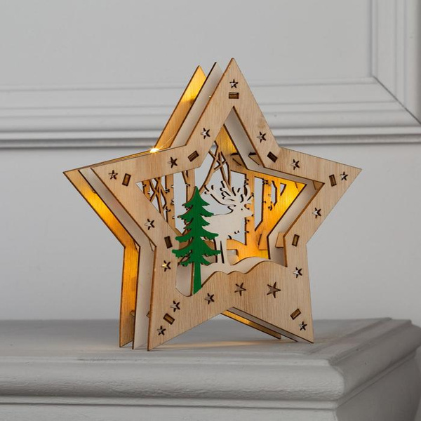 Светодиодная фигура «Звезда с оленем в лесу» 