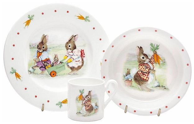 Набор посуды «Кролики», 3 предмета