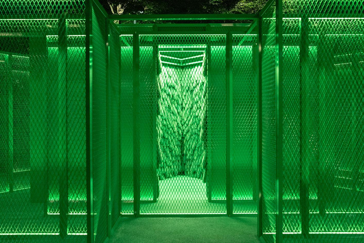 Зеленая арт-инсталляция на парковке в Сеуле