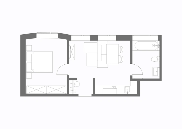 Московская квартира 37 м² в цветах гжельского фарфора