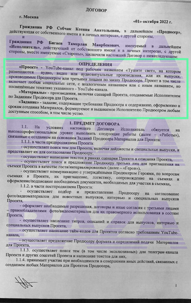 Документы, подтверждающие, что Ксения Собчак была работодателем админов канала «Тушите свет»
