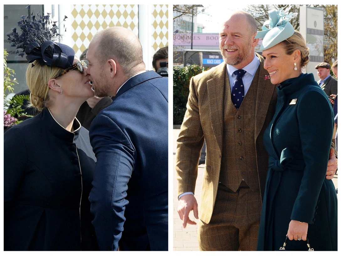 Зара и Майк Тиндолл в День Золотого кубка на скачках в Челтнеме, 16 марта 2018; Тиндоллы на праздновании дня Святого Патрика на ипподроме в Челтнеме, 18 марта 2022 | marieclaire.ru