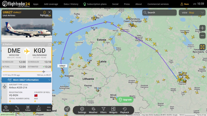 Как теперь будут летать самолеты в Калининград: смотрим карту