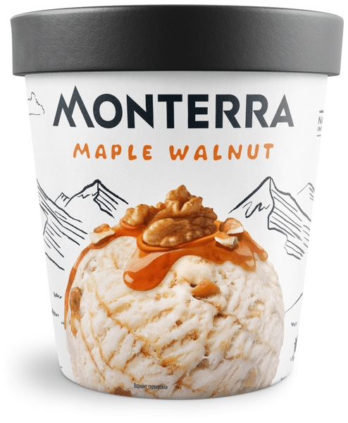 Мороженое пломбир Maple Walnut с кленовым сиропом и кусочками карамелизованных грецких орехов, Monterra