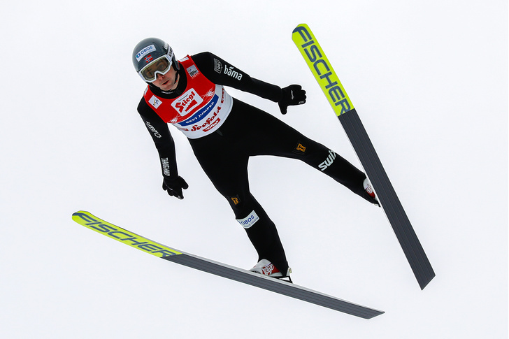 Jarl Magnus Riiber of Norway competes during the individual Gundersen HS109/10km at the FIS World Cup Nordic Combined Men Seefeld on January 29, 2022 in Seefeld, Austria.