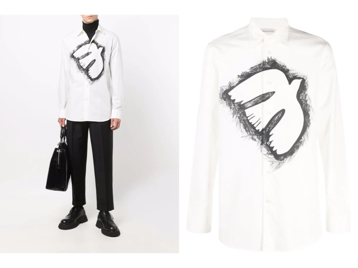 Крупным планом: рубашка Alexander McQueen с символом мира
