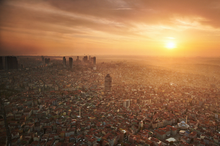 Панорама Стамбула на закате