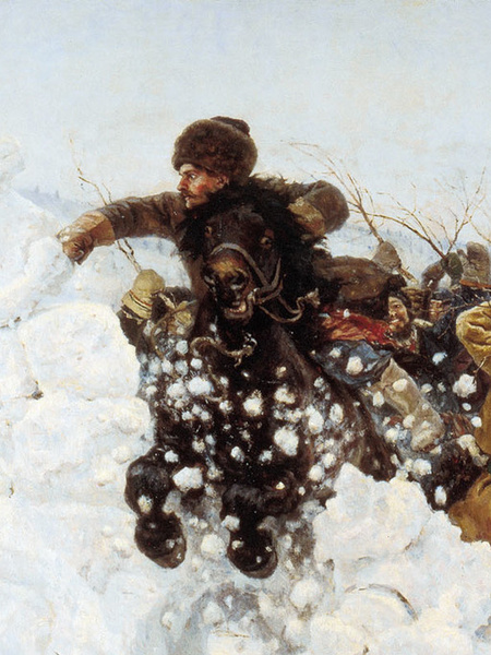 Победа над собой: 8 примечательных деталей картины Василия Сурикова «Взятие снежного городка»