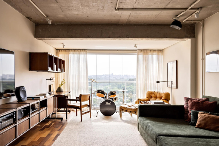 Квартира с голыми бетонными стенами в Сан-Паулу — выглядит стильно и атмосферно!