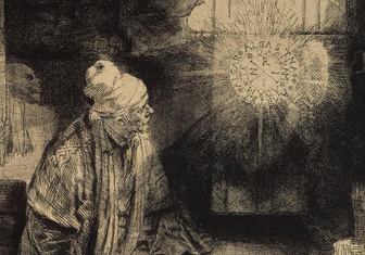 Алхимические превращения образа: 12 важных деталей офорта Рембрандта «Фауст»