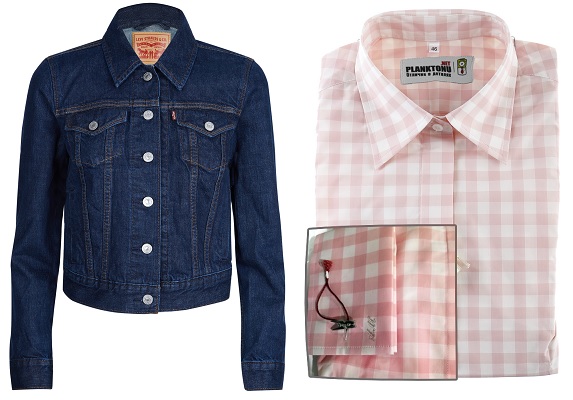 Джинсовая куртка LEVI'S, Рубашка под запонки Colletto Bianco с вышитыми инициалами (интернет-магазин planktonu.net)