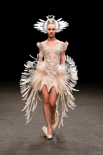 Наталья Водянова и Sevdaliza на инопланетном показе Iris Van Herpen