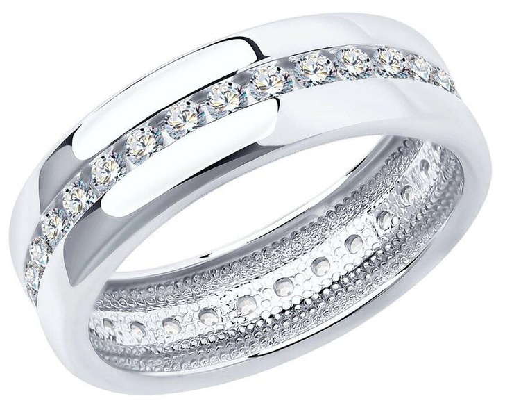 Обручальное кольцо из серебра с фианитами SOKOLOV