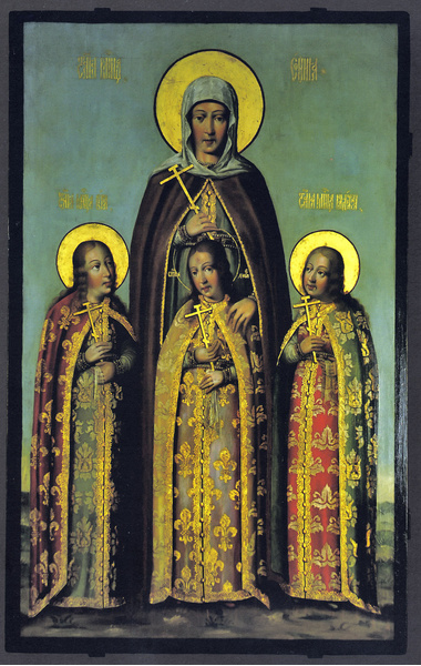 Вера, Надежда, Любовь и их мать София (икона Карпа Золотарева, 1685 год)