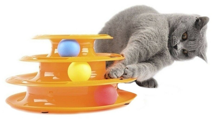 Интерактивная игрушка -трек для животных "Чистый котик", 25 см, оранжевый