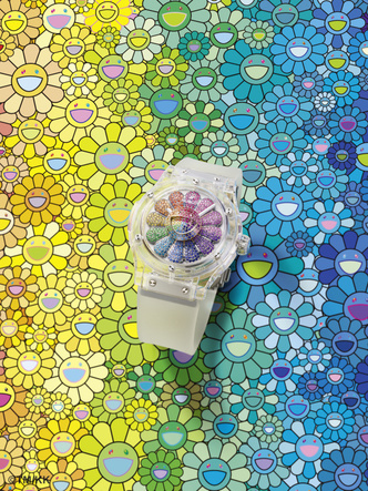 Вторые часы Hublot x Такаси Мураками с улыбающимся цветком и 487 драгоценными камнями