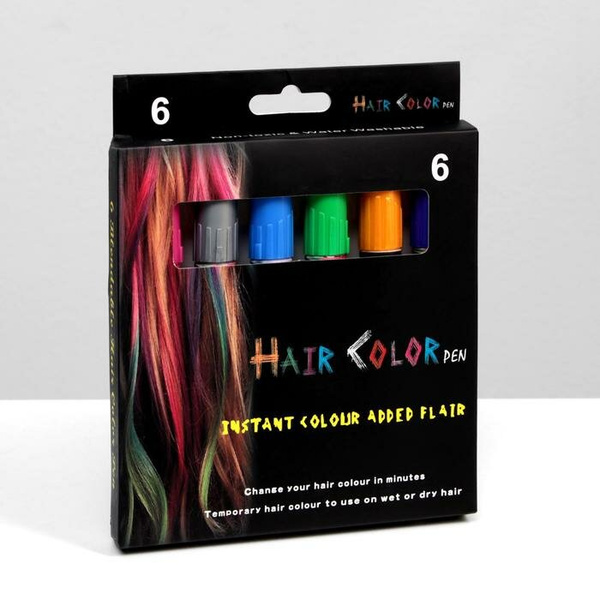 Market-Space Набор мелков-карандашей для волос, 6 шт.
