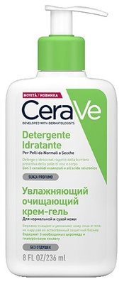 CeraVe, крем-гель увлажняющий, очищающий для нормальной и сухой кожи лица и тела