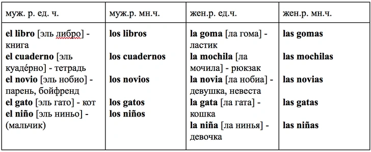 Зажигательный испанский: урок 4 — изучаем род и число существительных