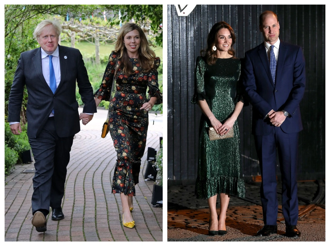 Борис и Кэрри Джонсон оценивают проект «Эдем» в Корнуолле во время G7, 11 июня 2021; герцог и герцогиня Кембриджские на торжественном приеме в Дублине, 3 марта 2020 | marieclaire.ru