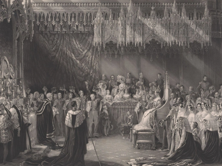 Коронация королевы Виктории в Вестминстерском аббатстве, 28 июня 1838 (автор — Генри Томас Райалл, 1842)