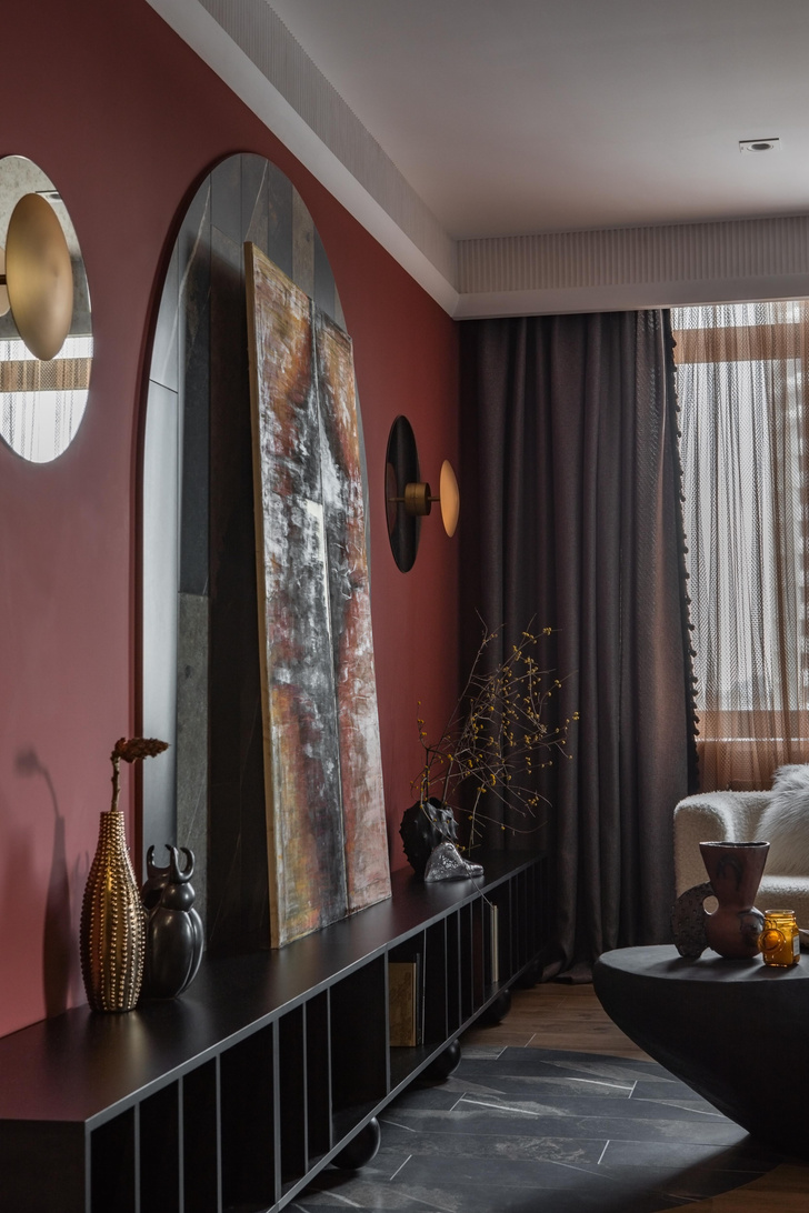 Терракотовый цвет в гостиной: 6 стильных идей
