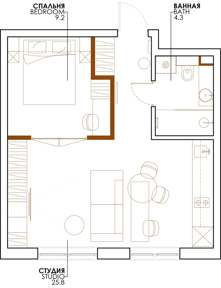 Скандинавская квартира 39 м² в Москве