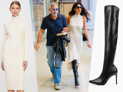 Платье + ботфорты: модный образ Амаль Клуни, который вы точно захотите повторить