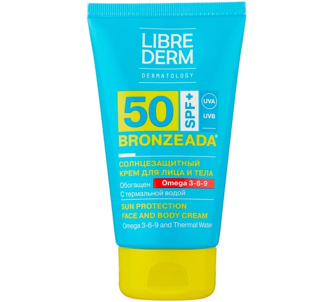 Солнцезащитный крем для лица и тела Omega 3-6-9 SPF 50 Librederm Bronzeada 