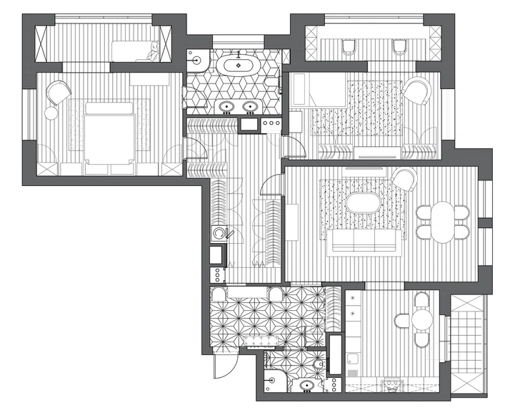 Американская классика для квартиры в Москве 155 м²