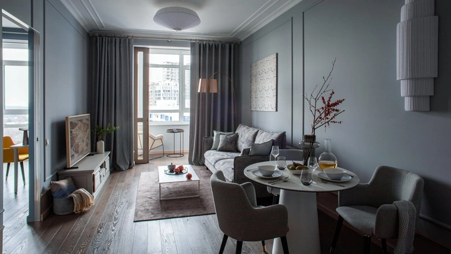 Московская квартира 100 м² в серо-голубой гамме