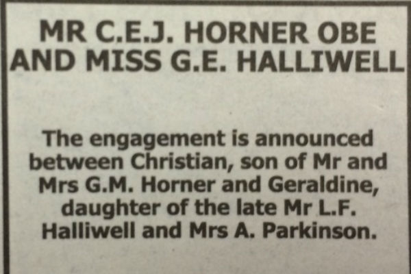Объявление о помолвке в газете The Times