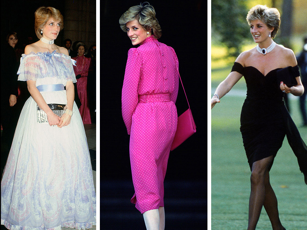 Принцесса Диана в музее Альберта и Виктории, 1981; принцесса Диана в Австралии, 1985; принцесса Диана в галерее «Серпентин», 1994 | marieclaire.ru
