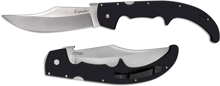 Cold Steel Espada XL. Длина клинка 191 мм, толщина 4 мм, подпальцевые выемки — но все это не важно, потому что нож складной