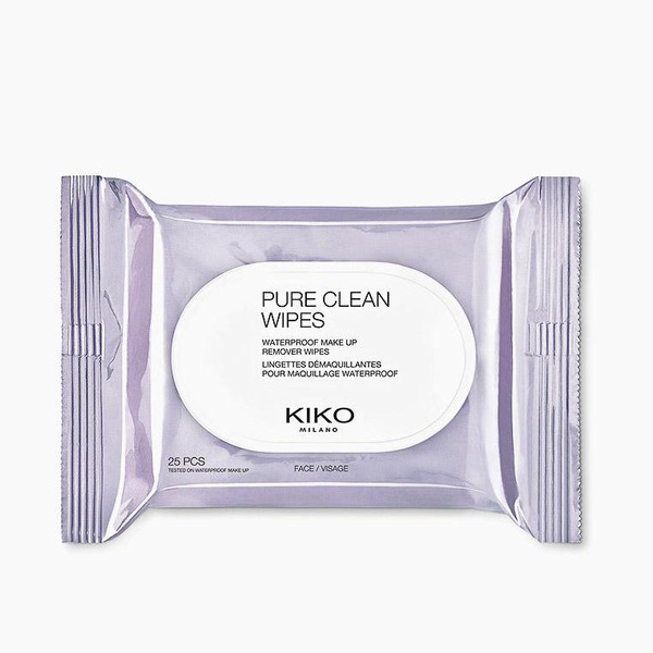 Салфетки для снятия макияжа Kiko Milano с лица, глаз и губ PURE CLEAN WIPES