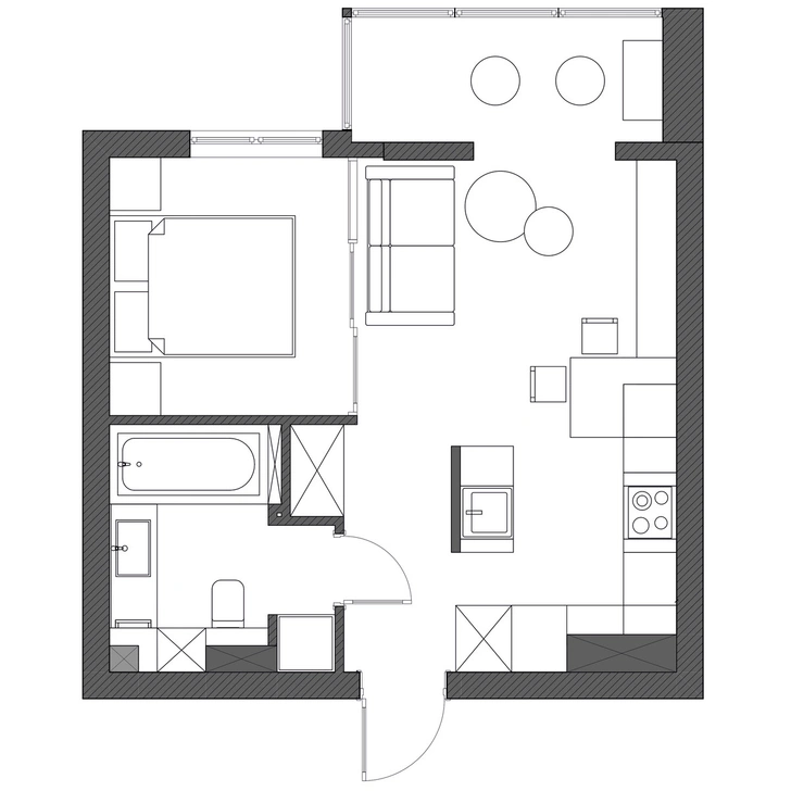 Яркая квартира 40 м² в Иркутске