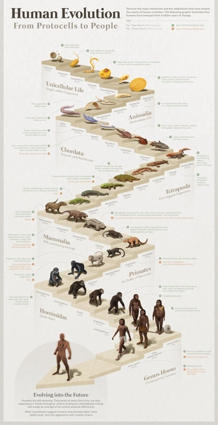 От первых клеток к Homo sapiens: посмотрите на 4 миллиарда лет эволюции в одной картинке