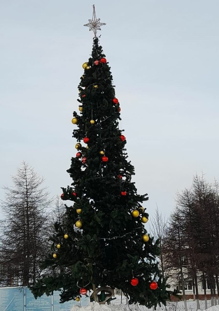 Фото №2 - «Это нам за плохое поведение»: странная елка в Эвенске стала предметом шуток в соцсетях