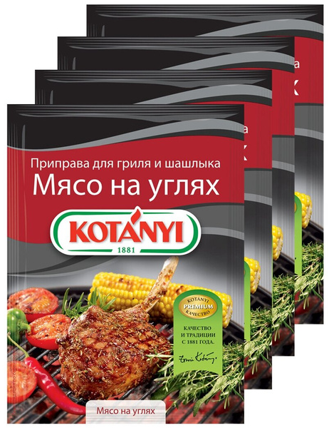 Приправа для гриля и шашлыка Мясо на углях, KOTANYI пакет 30 г (x4)
