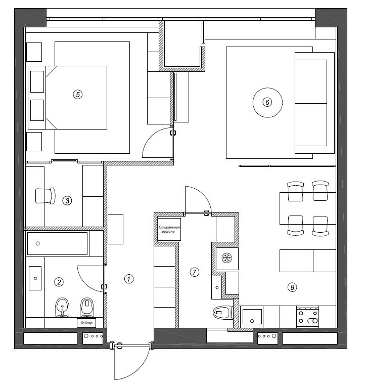 Современные апартаменты 63 м² в Москве