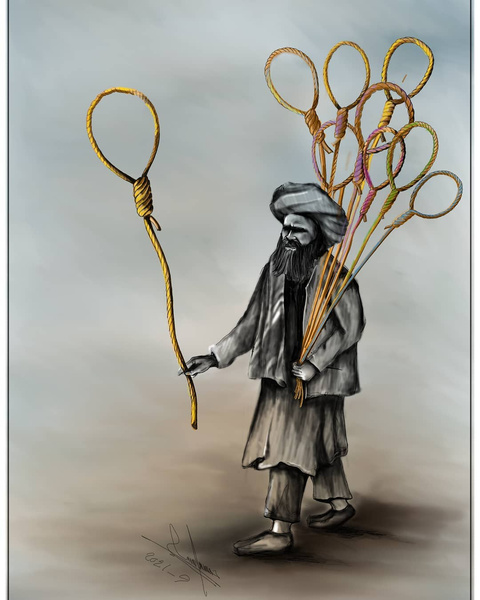 Уцелевшие карикатуры афганского художника Хоссейна Резаи, чудом бежавшего от «Талибана»