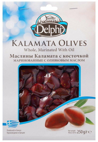 DELPHI маслины Каламата с косточкой маринованные с оливковым маслом