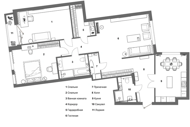 План квартиры 136 м², Елена Калинина.