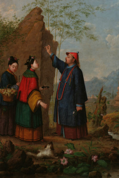 Антон Легашов (Легашев), «Китаец и китаянка на фоне скал» (1862 г.) 