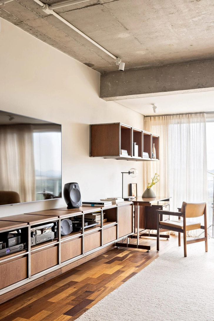 Квартира с голыми бетонными стенами в Сан-Паулу — выглядит стильно и атмосферно!